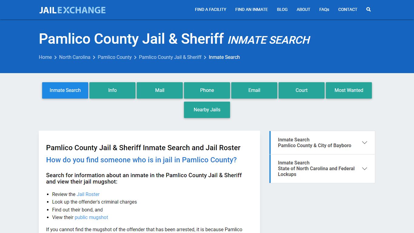 Inmate Search: Roster & Mugshots - Pamlico County Jail & Sheriff, NC